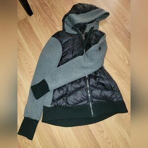 MICHAEL Michael Kors Black and Gray Puffer Hoodie Jacket